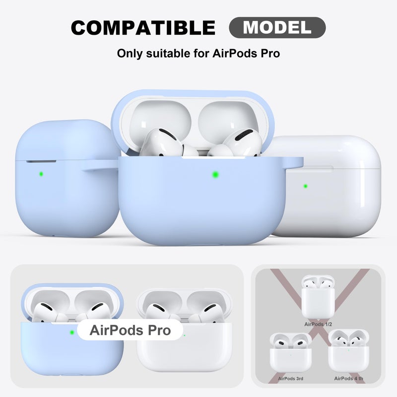 R-fun for AirPods Pro 2nd/1st Generation Case with Cleaner Kit,Soft Silicone Protective Case Cover for Apple AirPod Pro 2/1 for Women Men,AirPods Pro Case Accessories with Keychain,Sky Blue - Image 4